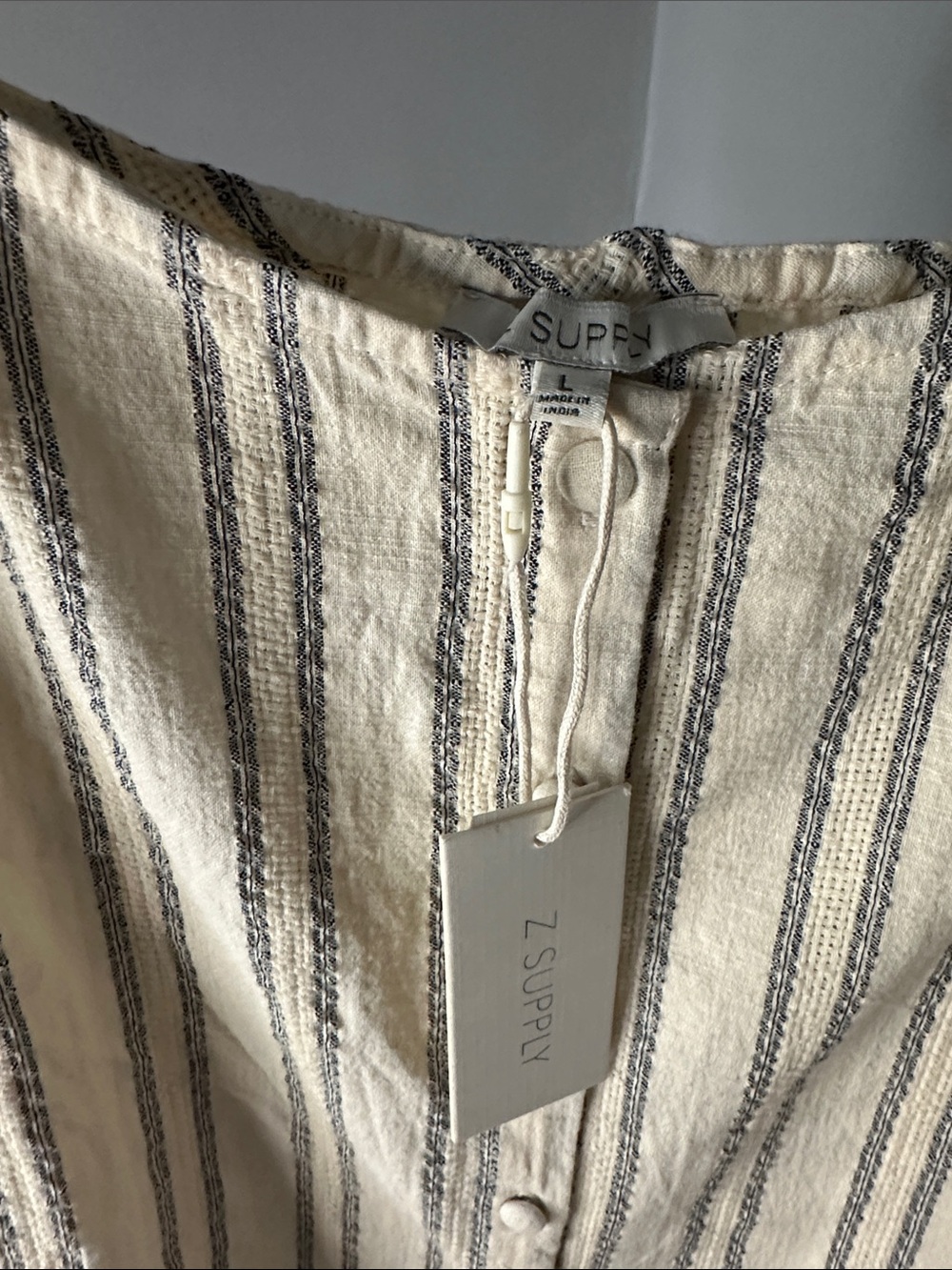 Striped Cream Button-Front Spaghetti Strap Top - Picture 4 of 4
